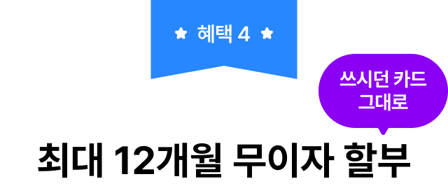 혜택 4. 최대 12개월 무이자 할부 (쓰시던 카드 그대로)